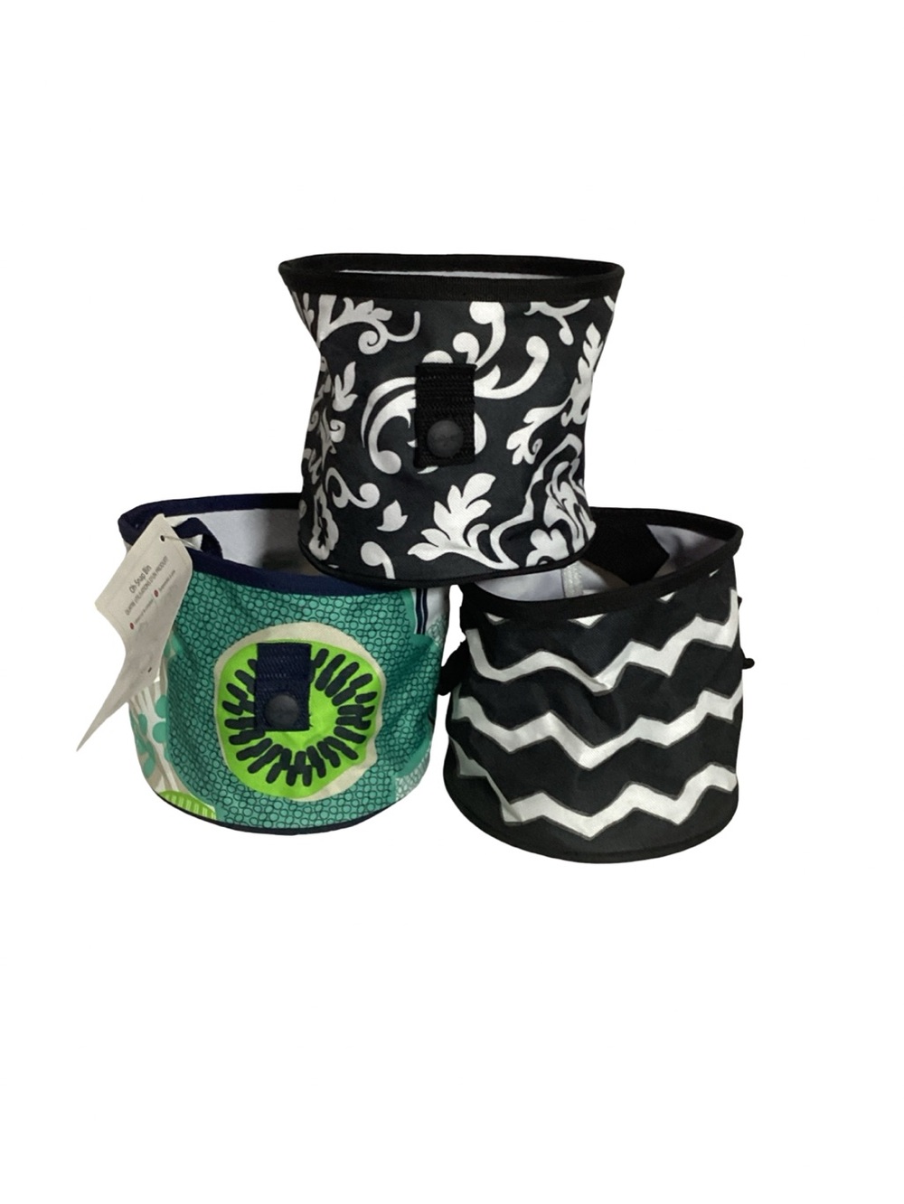 Thirty One Set of 3 Oh Snap 6” Round Bins NEW Black, Blue, White & Green Utility